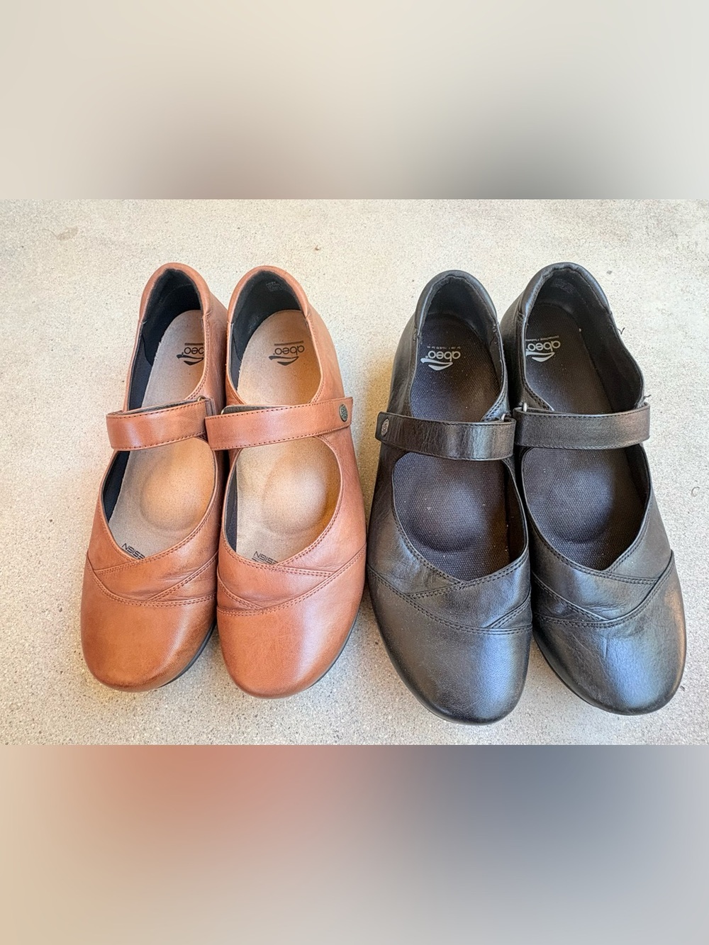 2X ABEO Abby Womens 10 Black/Brown Leather Mary Jane Casual Comfort Shoes Lot